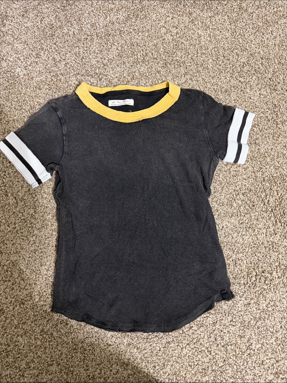 Black & Yellow Trim Kids Short Sleeve Tee free people size xs